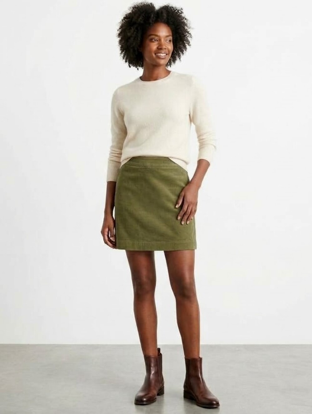 J.Crew Deep Moss Green Corduroy A-Line Mini Skirt Size 8 Preppy Granola Girl